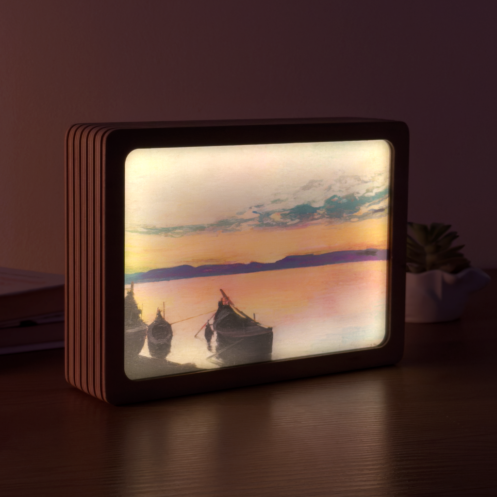Art Lamp "Sunset. Boats on the Shore. Ivan Trush"