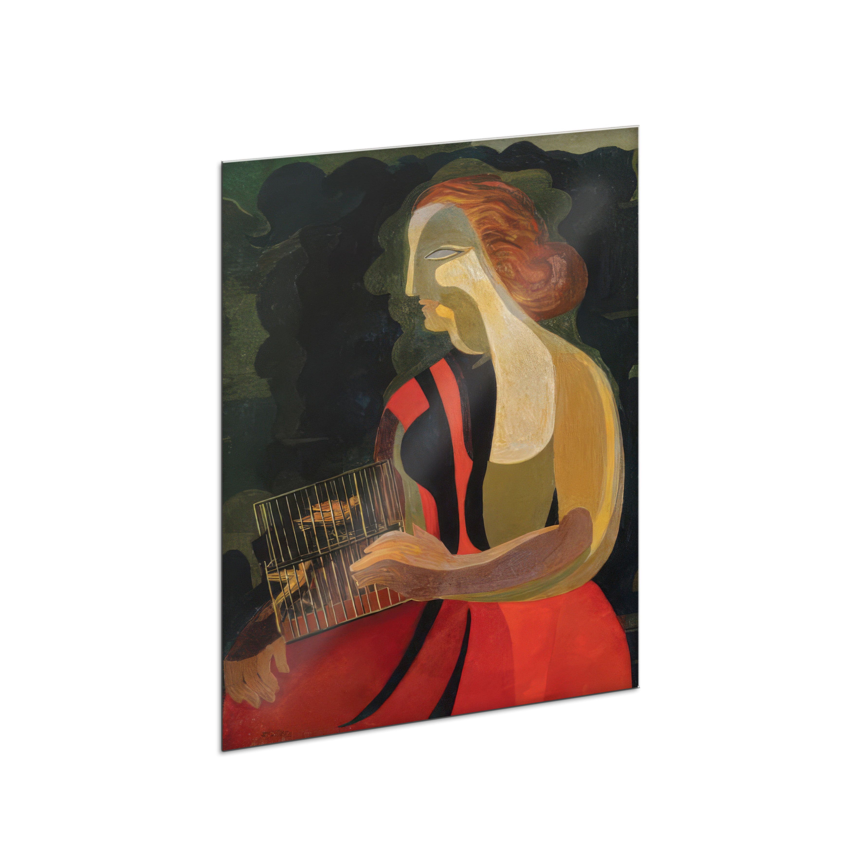 Interchangeable panel for art lamp "Woman with Birds. Alexandra Exter"