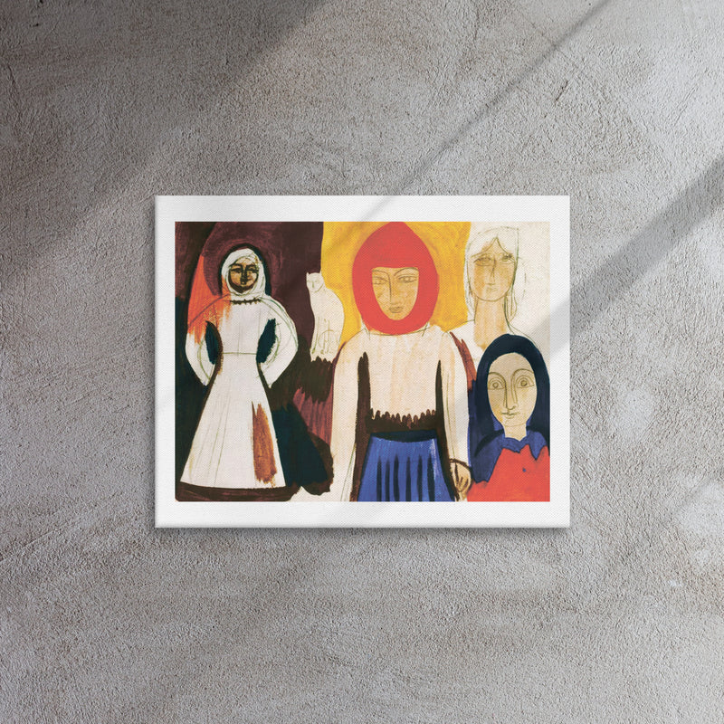 Canvas print - Four Women and a Cat by Mykhailo Boichuk